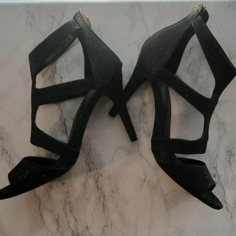 Maripe Womens Black Sparkly Glitter Stiletto 4" Heels Black High Heels Size 9 - Picture 13 of 16
